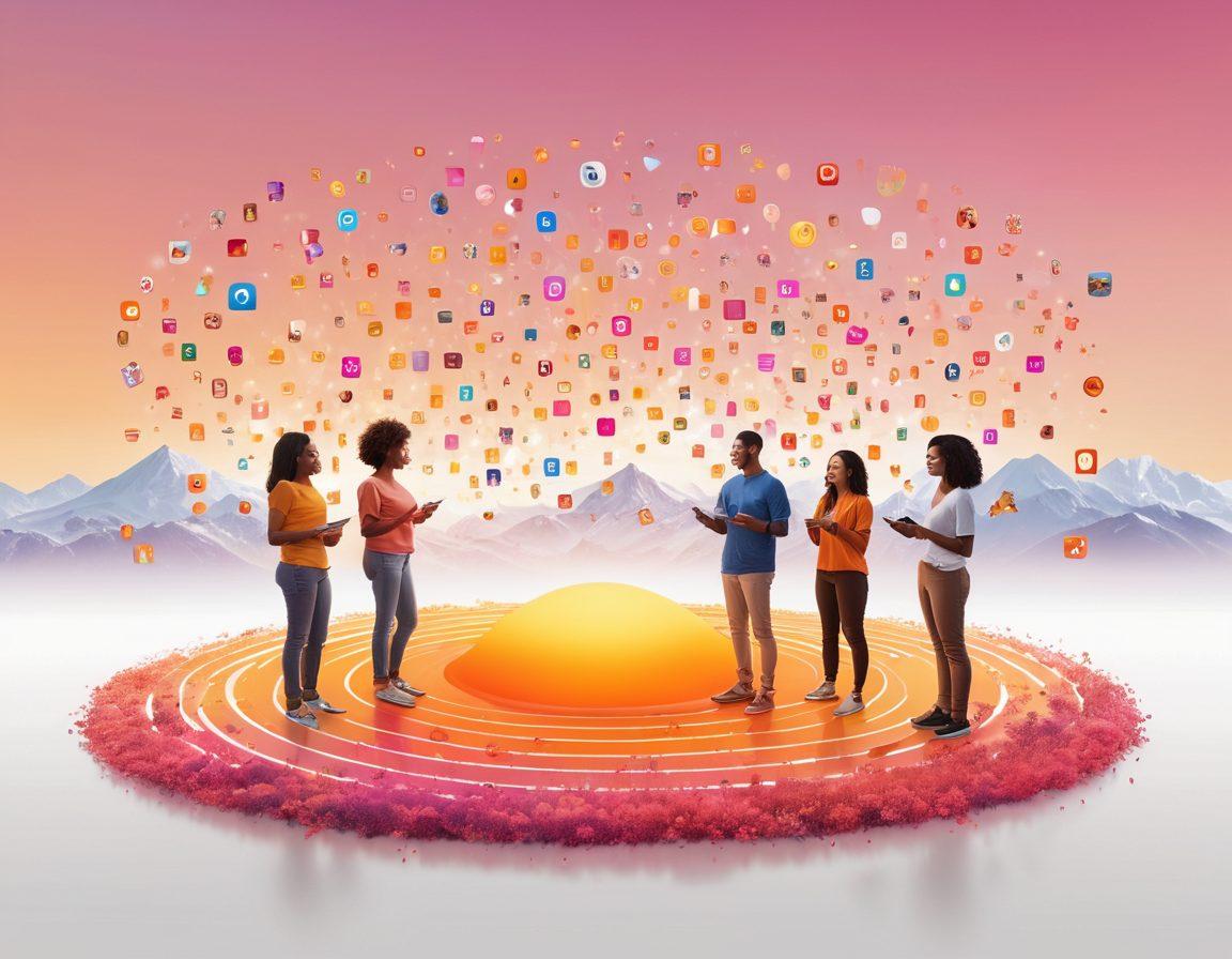 A serene digital landscape showcasing a radiant sunrise over a vibrant online community, with happy diverse individuals engaging on their devices, surrounded by glowing server icons representing various hosting providers. Incorporate elements of connectivity, like swirling data streams, and symbols of satisfaction like thumbs-up and smiling emojis. The atmosphere is uplifting and colorful. super-realistic. vibrant colors. white background.